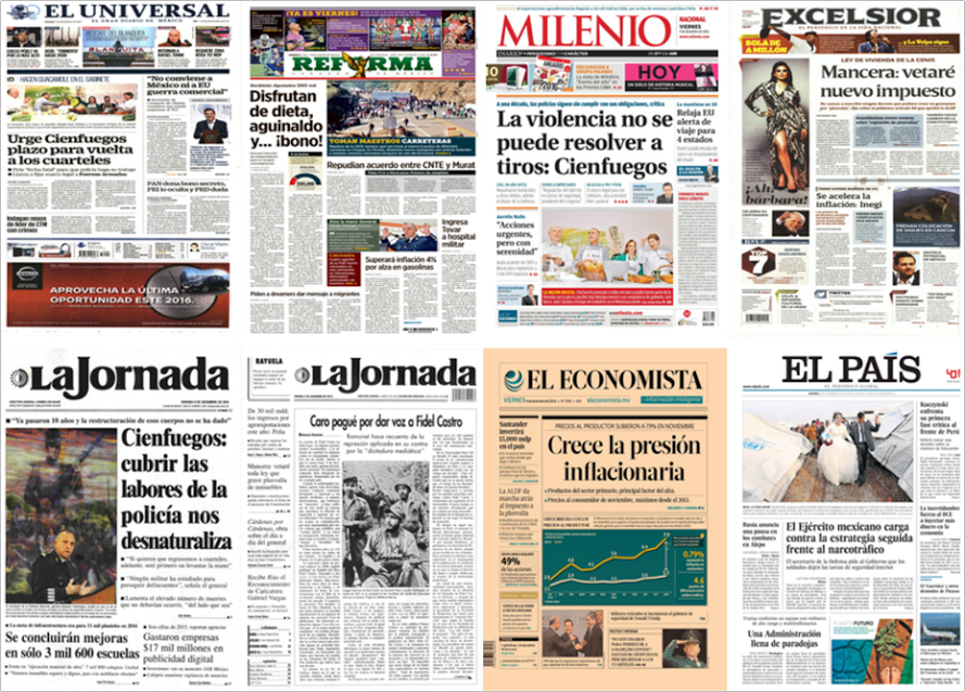 Salvador Cienfuegos y John Glenn en primeras planas del viernes