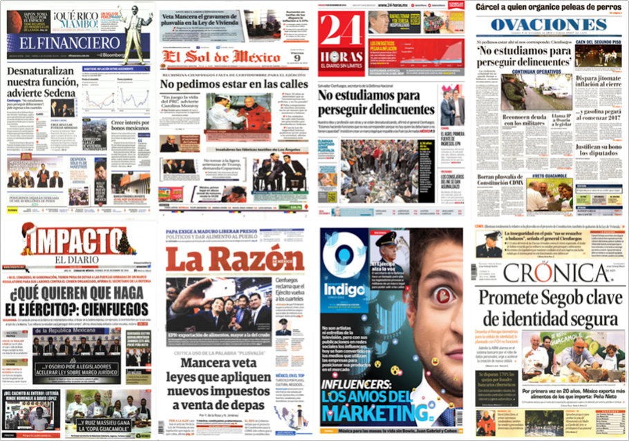 Salvador Cienfuegos y John Glenn en primeras planas del viernes - portadas-9-dic1