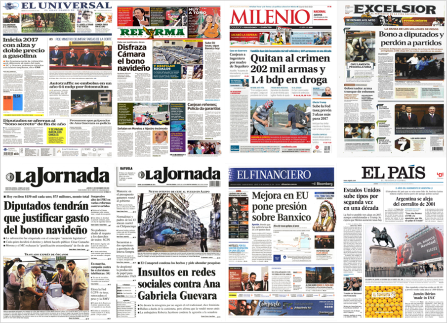 Bono a diputados y FED en las primeras planas de México y el mundo