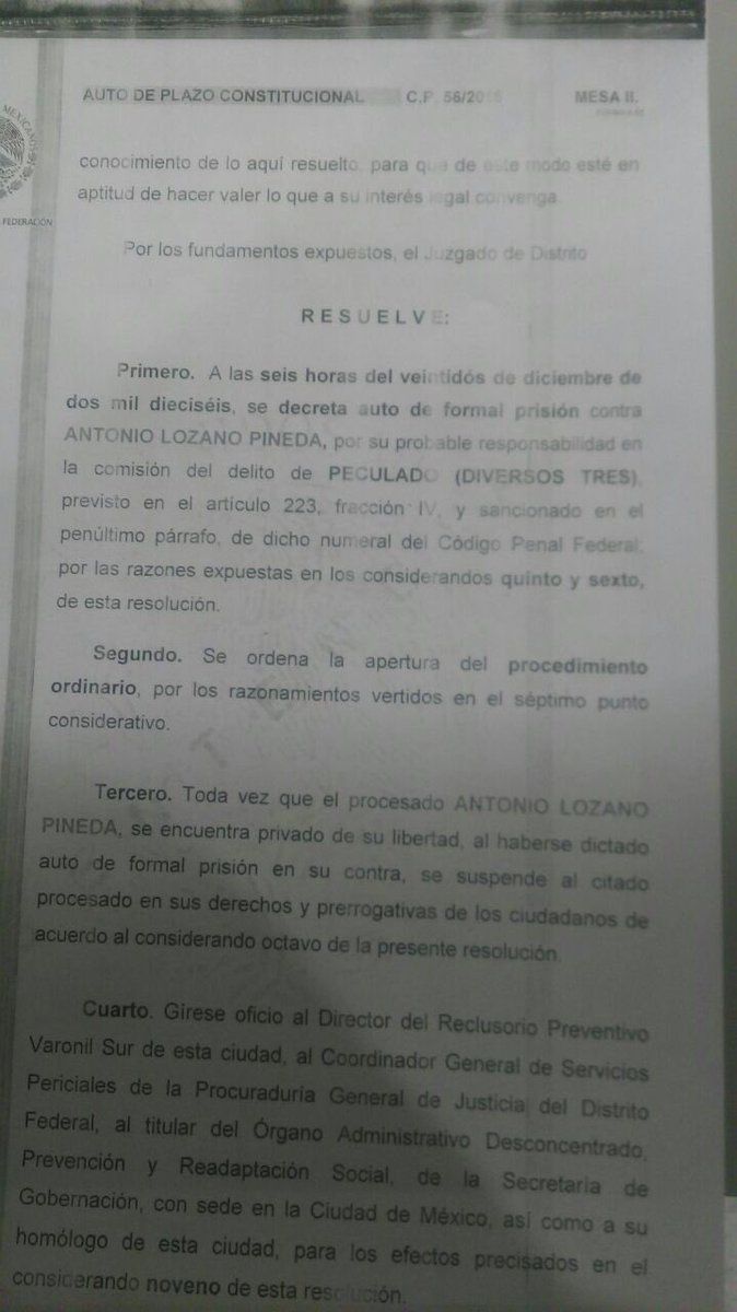 Dictan auto de formal prisión contra Antonio Lozano por peculado - prision-antonio-lozano