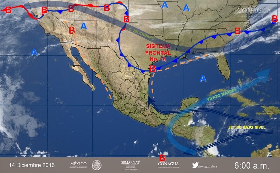 Tormentas afectarán el sur y sureste del país - pronostico-1412-2