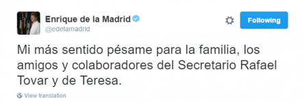 Lamentan en Twitter la muerte del secretario Rafael Tovar y de Teresa - r11