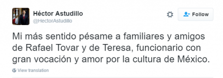 Lamentan en Twitter la muerte del secretario Rafael Tovar y de Teresa - r12