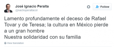 Lamentan en Twitter la muerte del secretario Rafael Tovar y de Teresa - r17