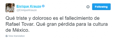 Lamentan en Twitter la muerte del secretario Rafael Tovar y de Teresa - r18