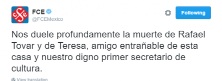 Lamentan en Twitter la muerte del secretario Rafael Tovar y de Teresa - r6