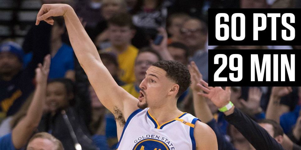 Klay Thompson anota 60 puntos en menos de 30 minutos