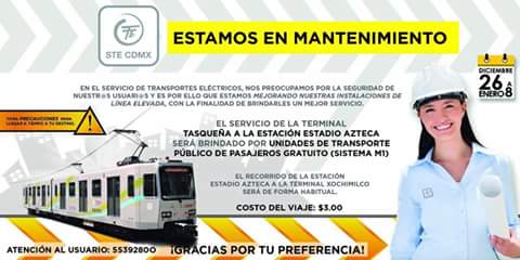 Horarios para fin de año del transporte público en la Ciudad de México - tren-ligero-@STEDF_CDMX
