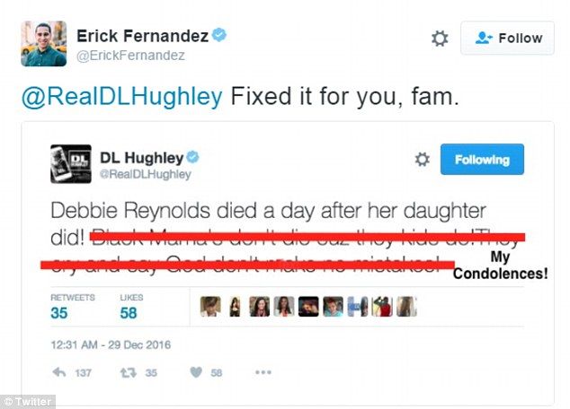 Comediante causa polémica por tuit dirigido a Debbie Reynolds - tuit-2