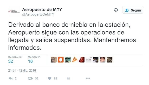 Aeropuerto de Monterrey suspende operaciones - tuit-aeropuerto-monterrey