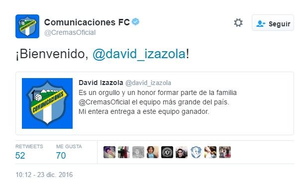 David Izazola vuelve al futbol - tuit-comunicaciones