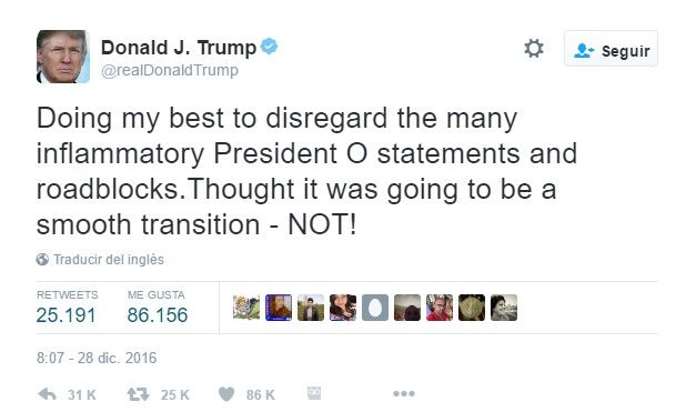 Trump acusa a Obama de 'hacer declaraciones incendiarias' - tuit-donald-trump