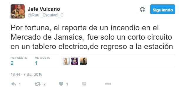 Bomberos impiden incendio en Mercado de Jamaica - tuit-jefe-vulcano