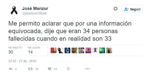 Corrigen a 33 la cifra de muertos tras la explosión en Tultepec - tuit-mansur