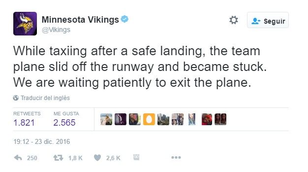 Avión de los Vikingos se despista - tuit-vikings