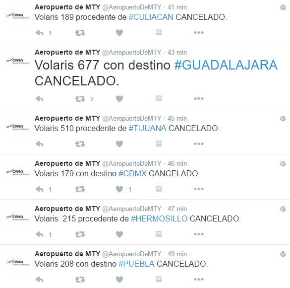 Aeropuerto de Monterrey suspende operaciones - tuits-aeropuerto-mty-2