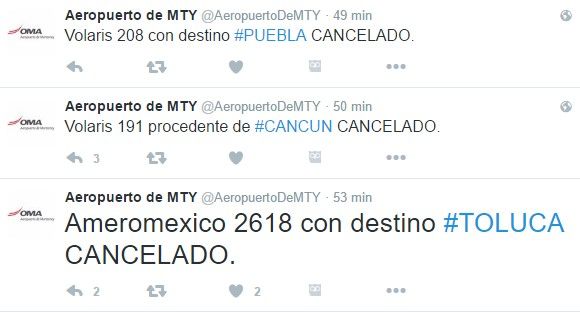 Aeropuerto de Monterrey suspende operaciones - tuits-aeropuerto-mty-3