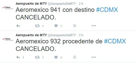 Aeropuerto de Monterrey suspende operaciones - tuits-aeropuerto-mty-6