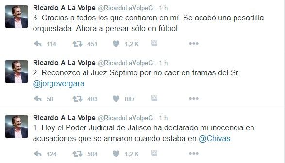 La Volpe reitera que es inocente - tuits-lavolpe