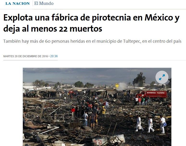 Reacciones de la prensa internacional por las explosiones en Tultepec - tultepec-la-nación