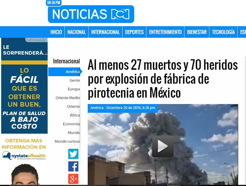 Reacciones de la prensa internacional por las explosiones en Tultepec - tultepec-rcn-noticias
