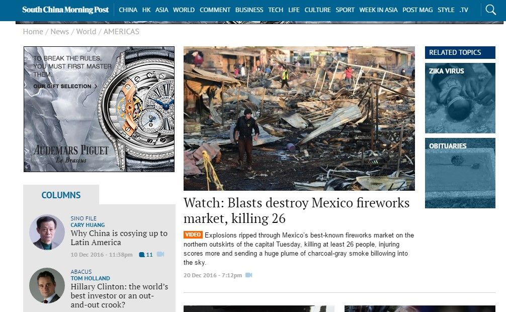 Reacciones de la prensa internacional por las explosiones en Tultepec - tultepec-south-china-morning-post
