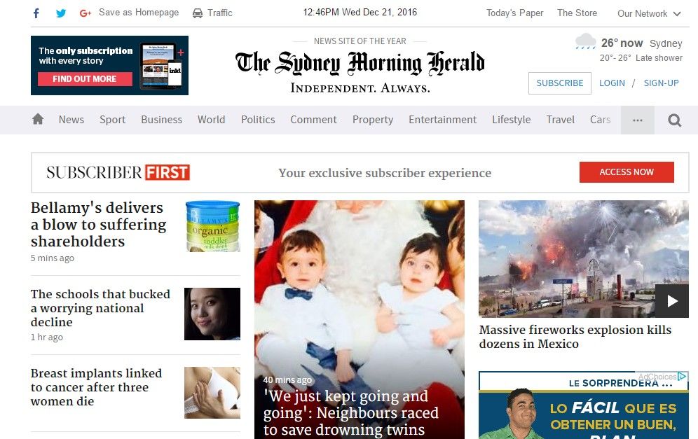 Reacciones de la prensa internacional por las explosiones en Tultepec - tultepec-sydney-morning-herald