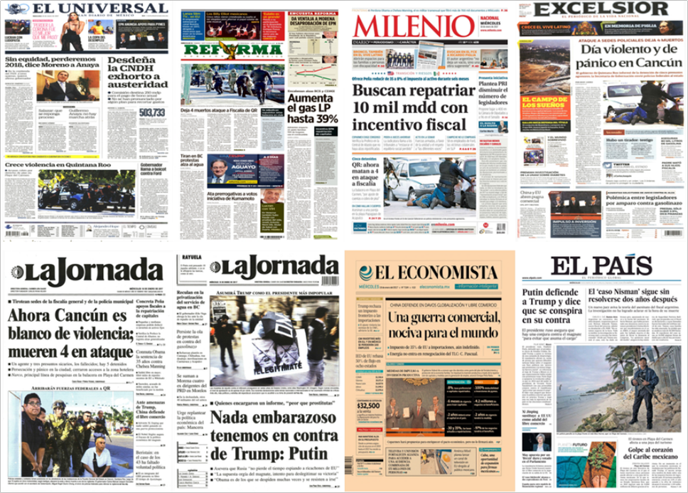 Las balaceras en Cancún, Vladimir Putin y China en las primeras planas - 1-3