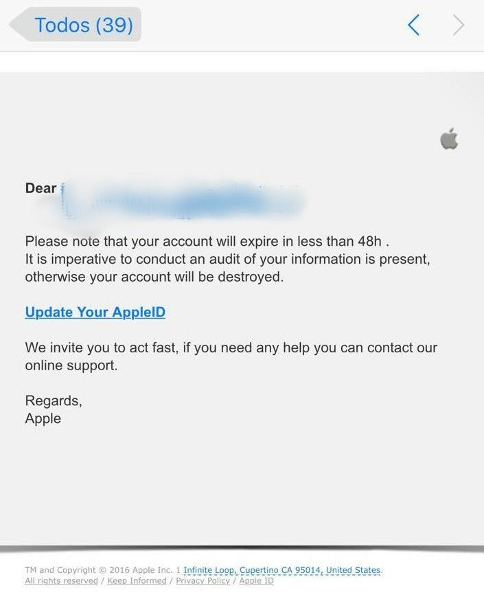 El correo que puede robar su cuenta de Apple - 1