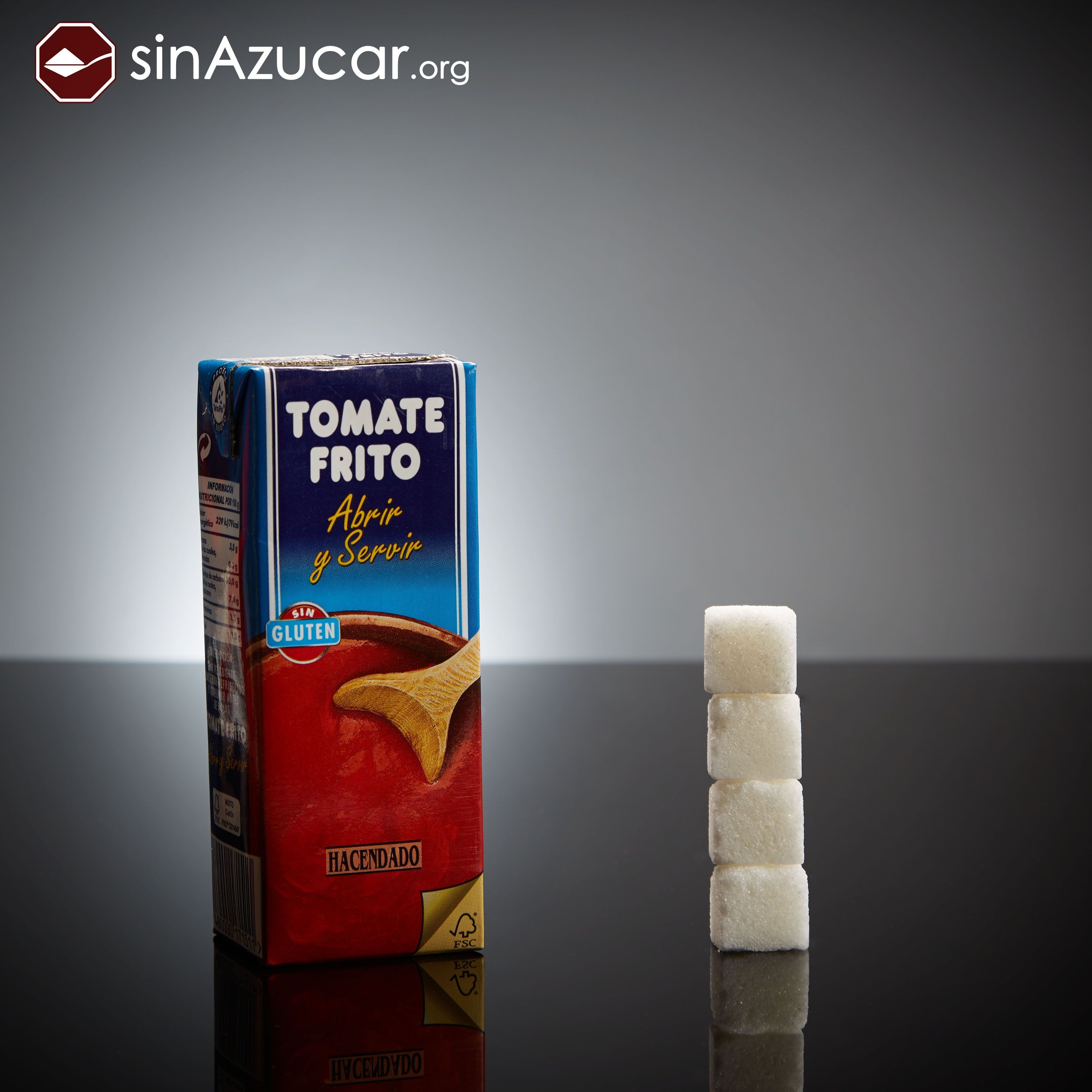 La cantidad gráfica de azúcar que tienen algunos alimentos - 15_hacendado_tomate_frito