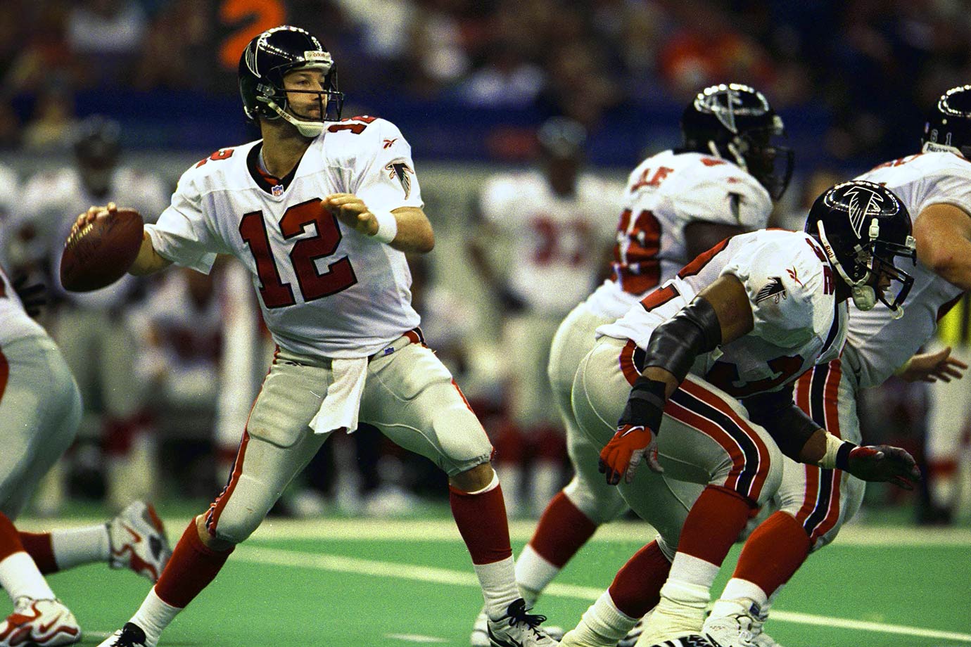 Atlanta no pudo aprovechar su primer viaje al Super Bowl - 1998-Atlanta-Falcons-Chris-Chandler-Jamal-Anderson-05908636