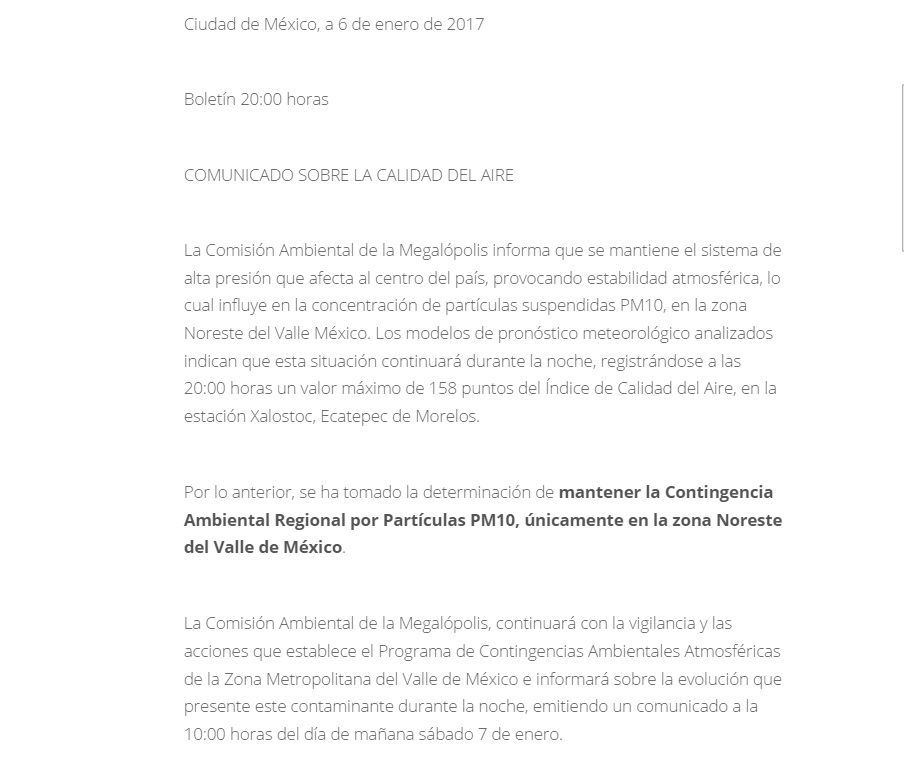 Se mantiene contingencia ambiental en Ecatepec - Counicado-Ciudad-de-méxico