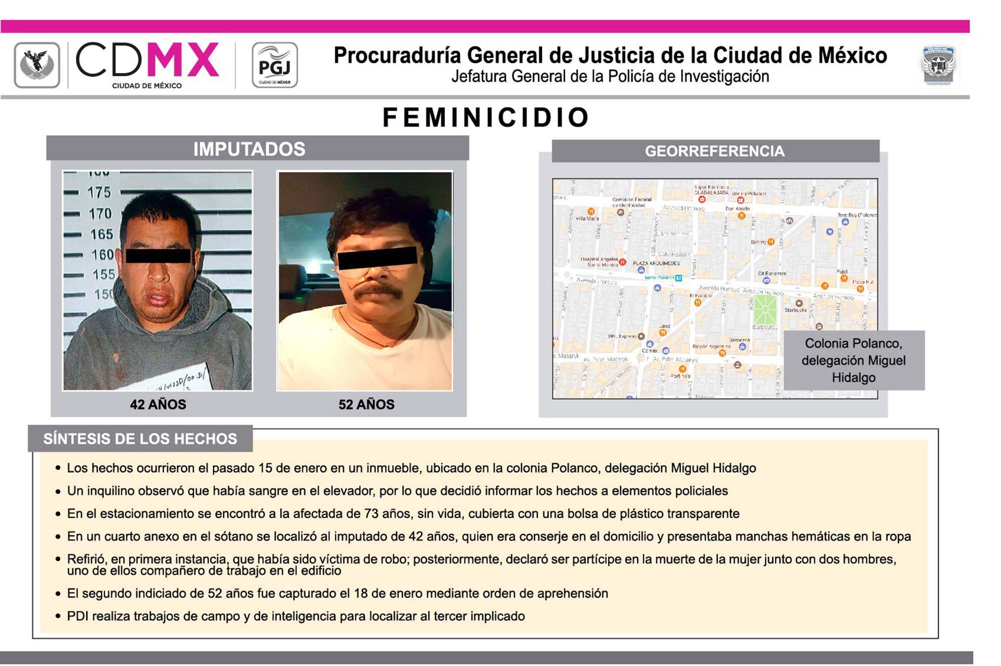 Detienen a dos por asesinar a mujer en Polanco - Feminicidio