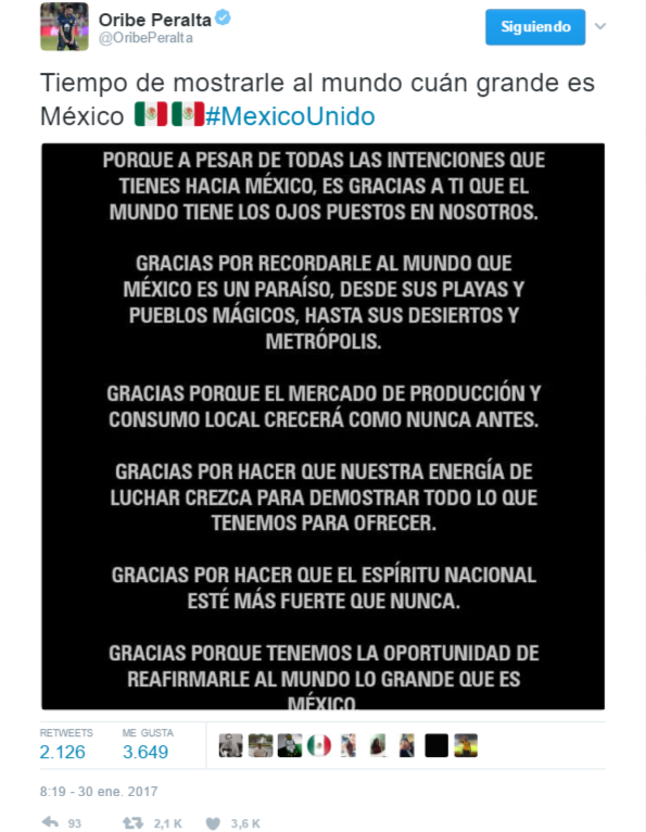 'Chicharito' y Oribe Peralta se pronuncian contra Trump - Gracias-Trump-Oribe-Peralta-2