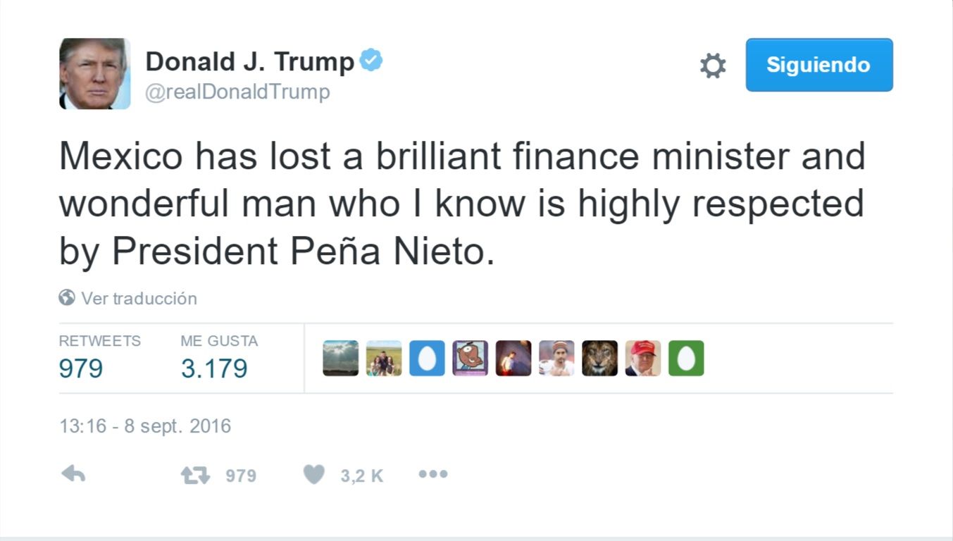 El camino de Luis Videgaray a la Cancillería - Tuit-Donald-Trump-1