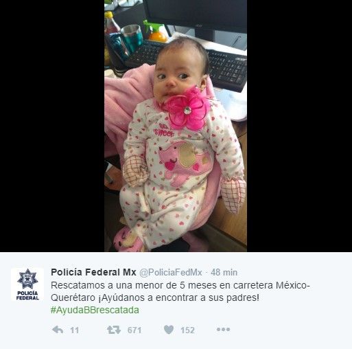Policía Federal rescata a bebé abandonada en la carretera México-Querétaro - bebé-rescatada