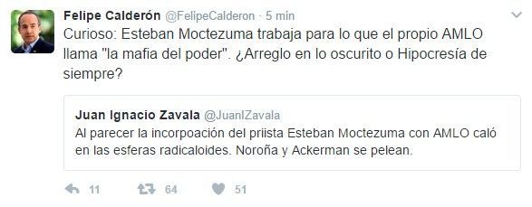 Calderón critica alianza de AMLO con Esteban Moctezuma - calderón