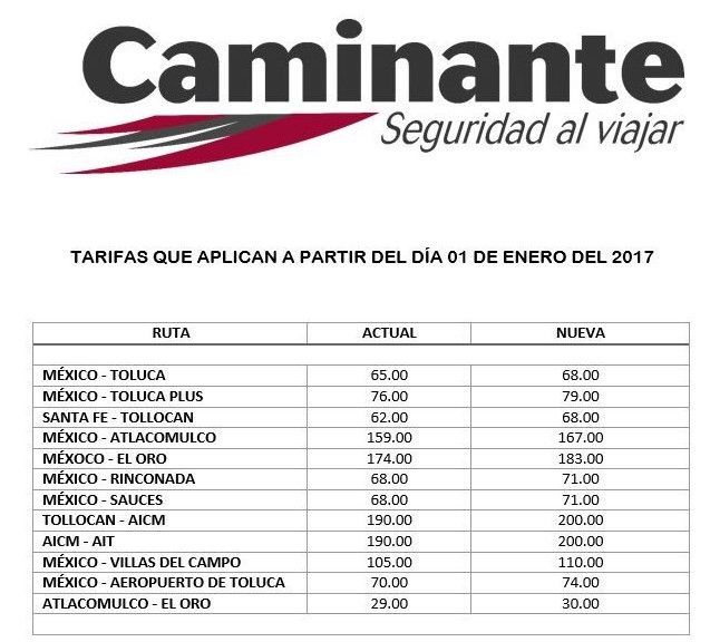 Aumenta el precio de viajes foráneos - caminante