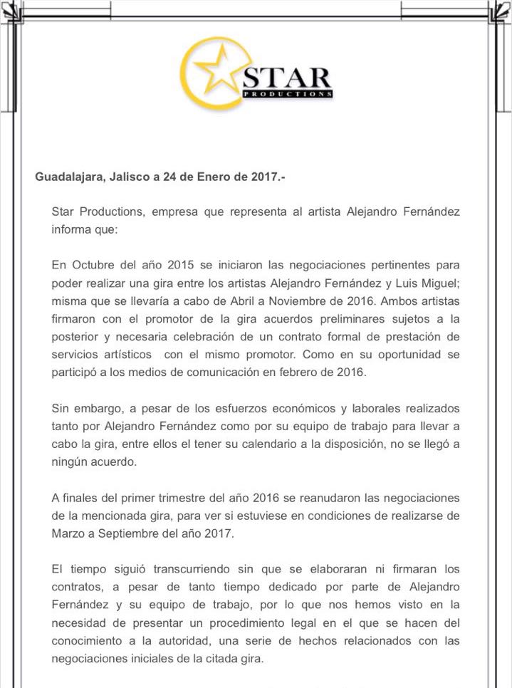 Confirman demanda de Alejandro Fernández contra Luis Miguel - comunicado-alejandro-fernandez-luis-miguel-1