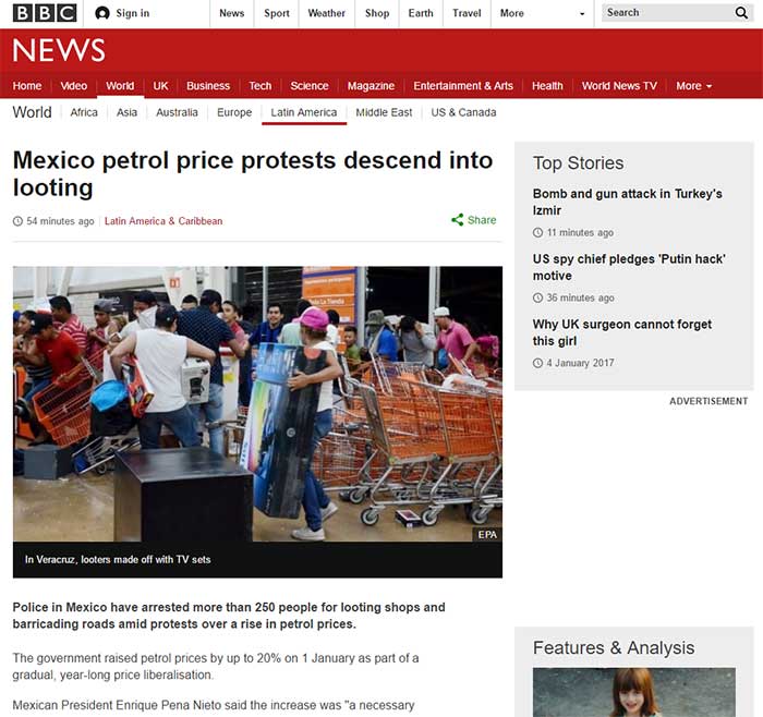 Medios internacionales destacan saqueos en México - diarios-saqueos-mundo-bbc