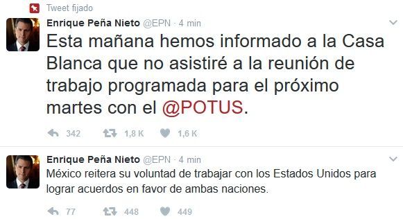 AMLO pide a EPN presentar demanda ante la ONU por exabrupto de Trump - epn-tuit-trump