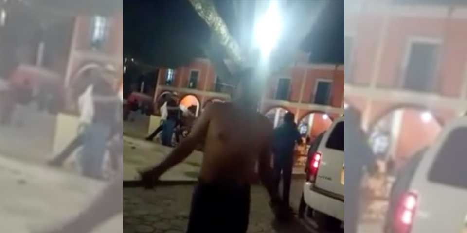 Video: excandidato ebrio agrede a policías y civiles en Tlaxcala