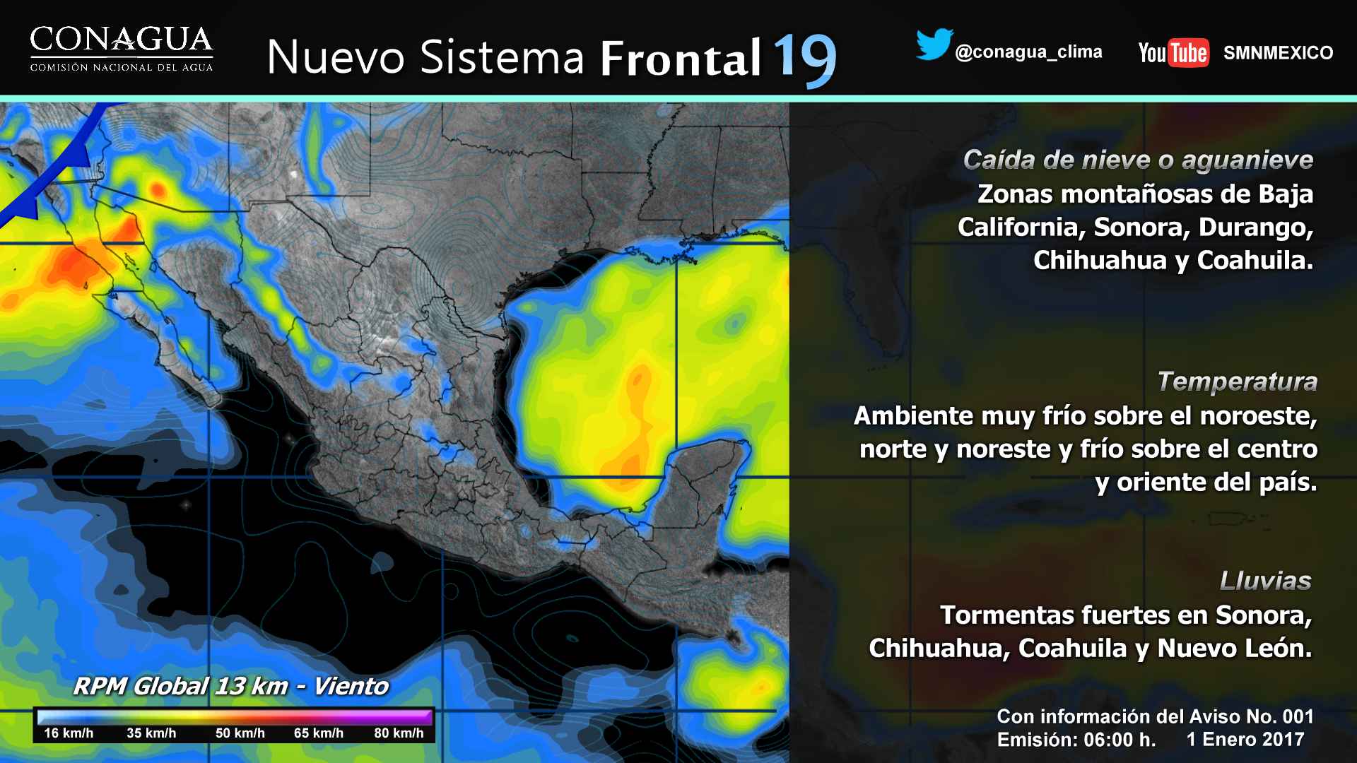 Frente frío 19 afectará el norte, noreste y oriente del país - frente-frio-19