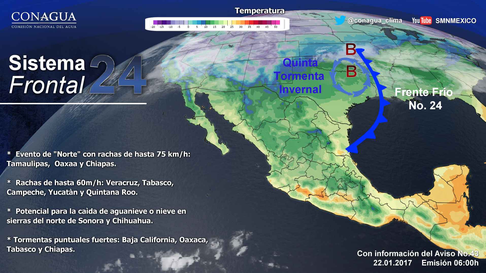 Tormentas afectaran Baja California, Veracruz, Oaxaca, Chiapas y Tabasco - frente-frio-24