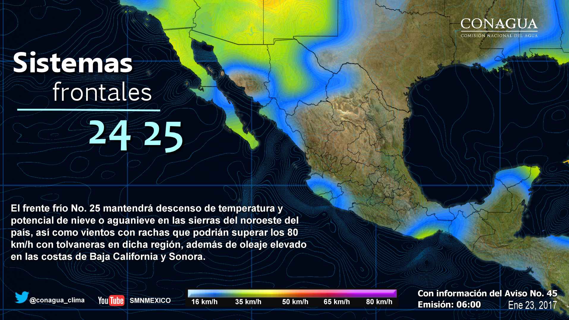 Frente frío 25 generará tormentas fuertes en el noroeste de México - frentes-frios