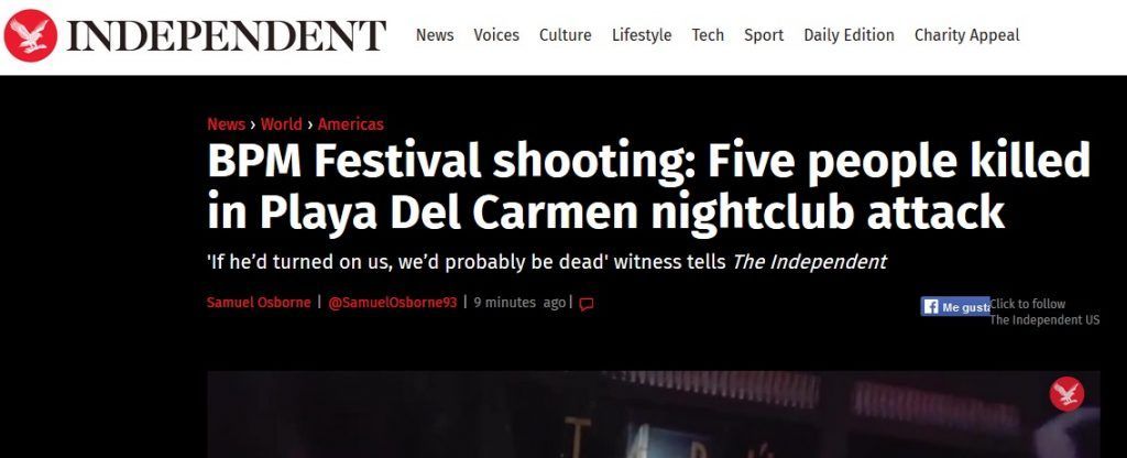 Medios internacionales destacan tiroteo en Playa del Carmen - independent-playa-1024x416