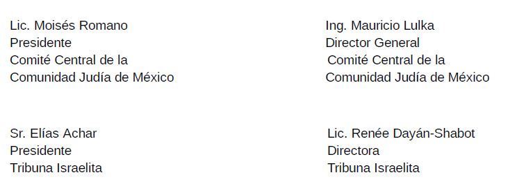 El gobierno de México decepcionado por tuit de Netanyahu. Comunidad judía en nuestro país se deslinda - judios-2