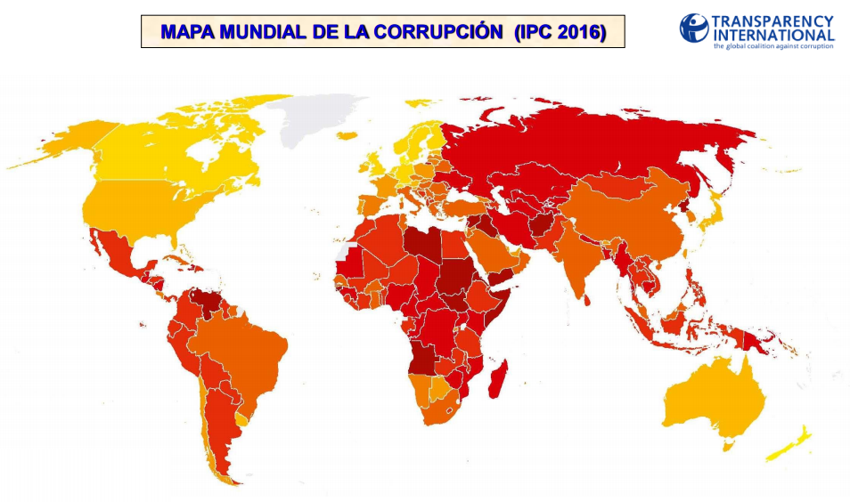 México baja 28 lugares en Índice de Percepción de la Corrupción - mapa-mundialñ-de-la-corrupcinon