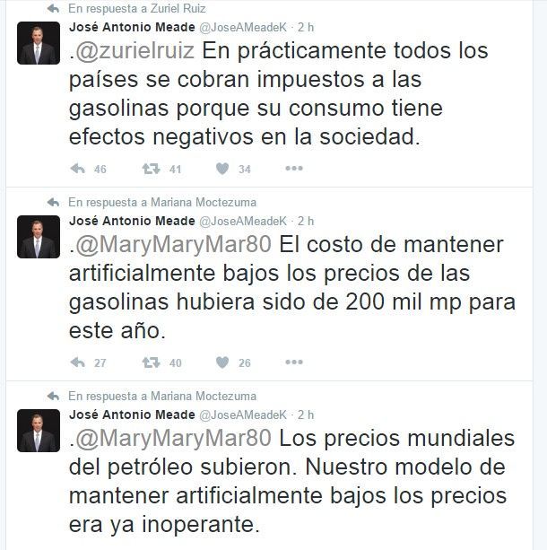 José Antonio Meade explica a tuiteros el aumento a la gasolina - meade-I