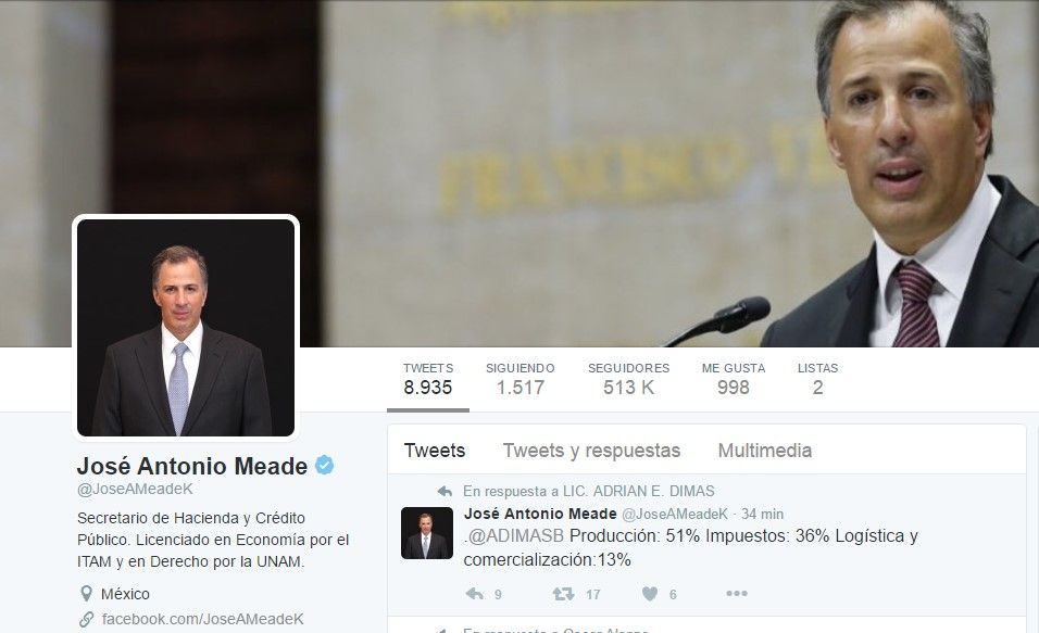 José Antonio Meade explica a tuiteros el aumento a la gasolina